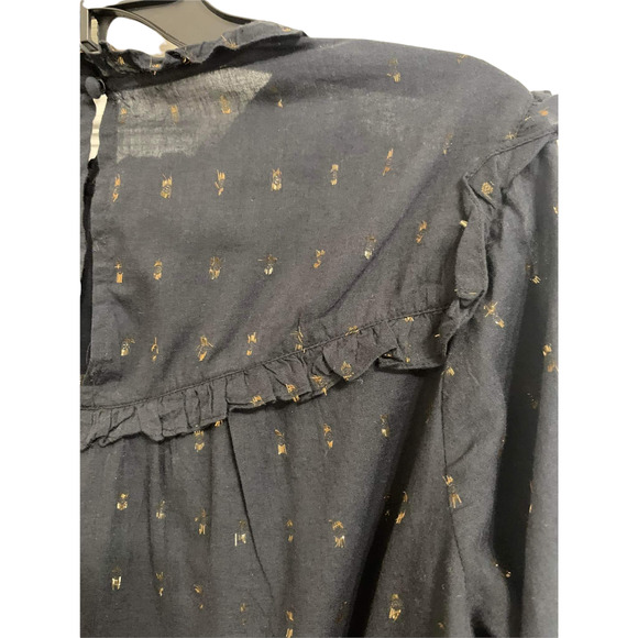 Joie Gianella Long-Sleeve Poplin‎ Blouse Black Size Medium - Picture 3 of 7